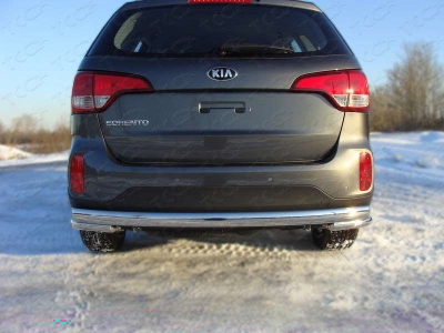 Защита заднего бампера уголки 60 мм ТСС для Kia Sorento 2012-2020